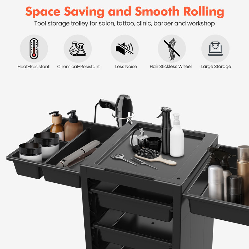 TASALON Utility Cart Salon Trolley Cart with Wheels