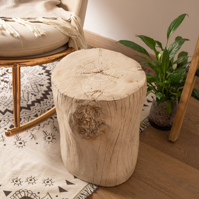 Chariese 15'' Outdoor Concrete Side Table, Antique White, 2
