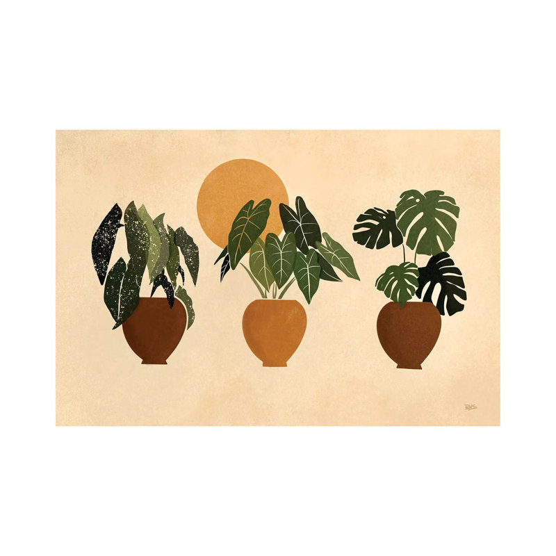 « Houseplants II » par Bria Nicole-impression d’art graphique, H 8 po x l 12 po x P 0,75 po, Toile tendue, Pas de tapis