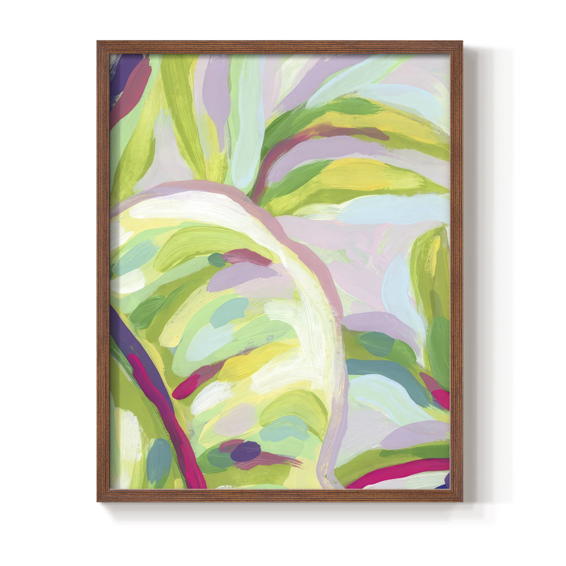 Impression encadrée Bright Tropical Abstraction III - bois massif, H 11 po x l 9 po, Noyer