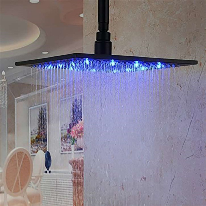 Oil Rubbed Bronze LED Rain Shower Head with Temperature Sensitive Lighting