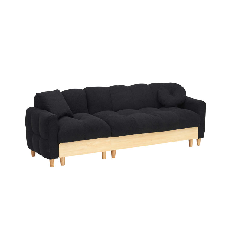 Comfortable Three-Person Sofa Bed With Lockable Feature And Soft Cushions, Black