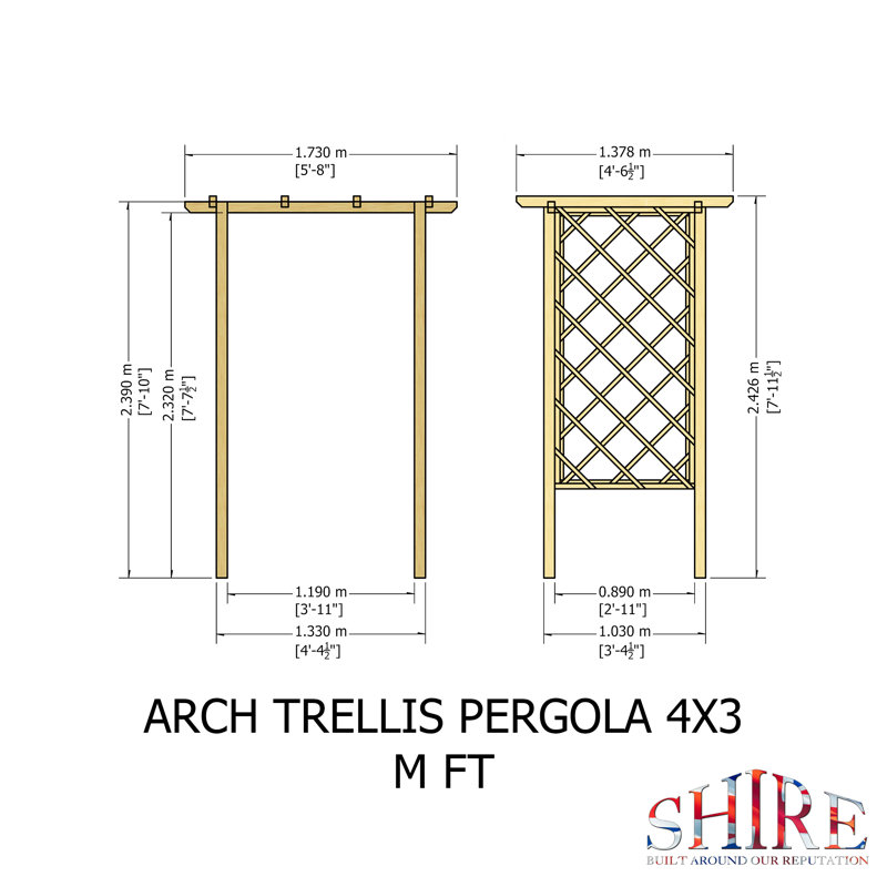 Pressure Treated Arch Trellis, 243cm H x 133cm W x 103cm D cm