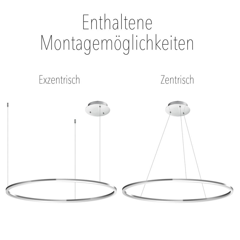 Ring 40 LED pendant lamp 5m suspension, Black, 500cm H x 33cm W x 33cm D