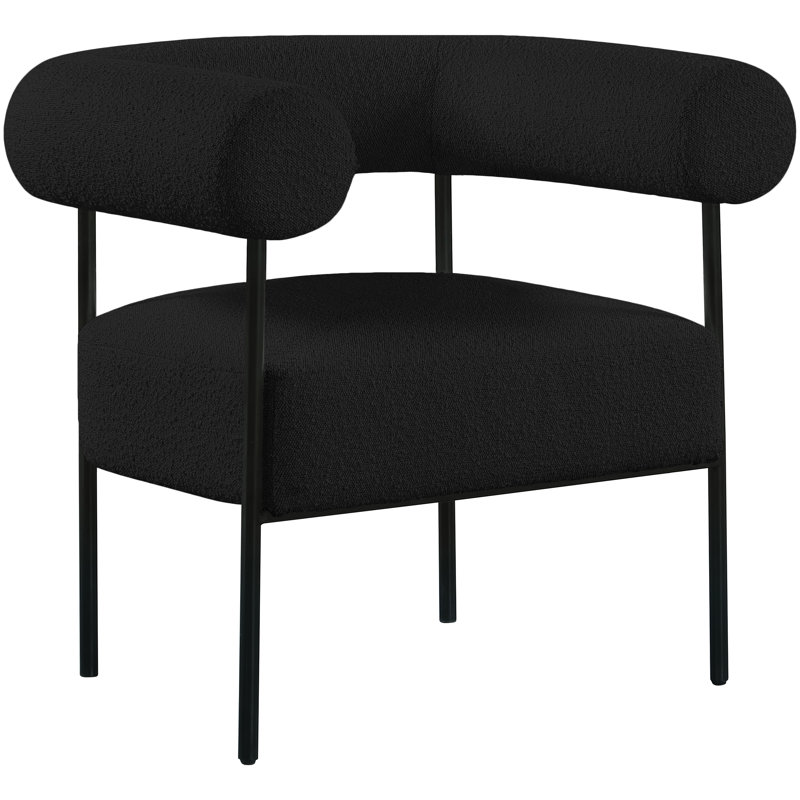 Blake 32" W Boucle Armchair, Black Boucle Fabric