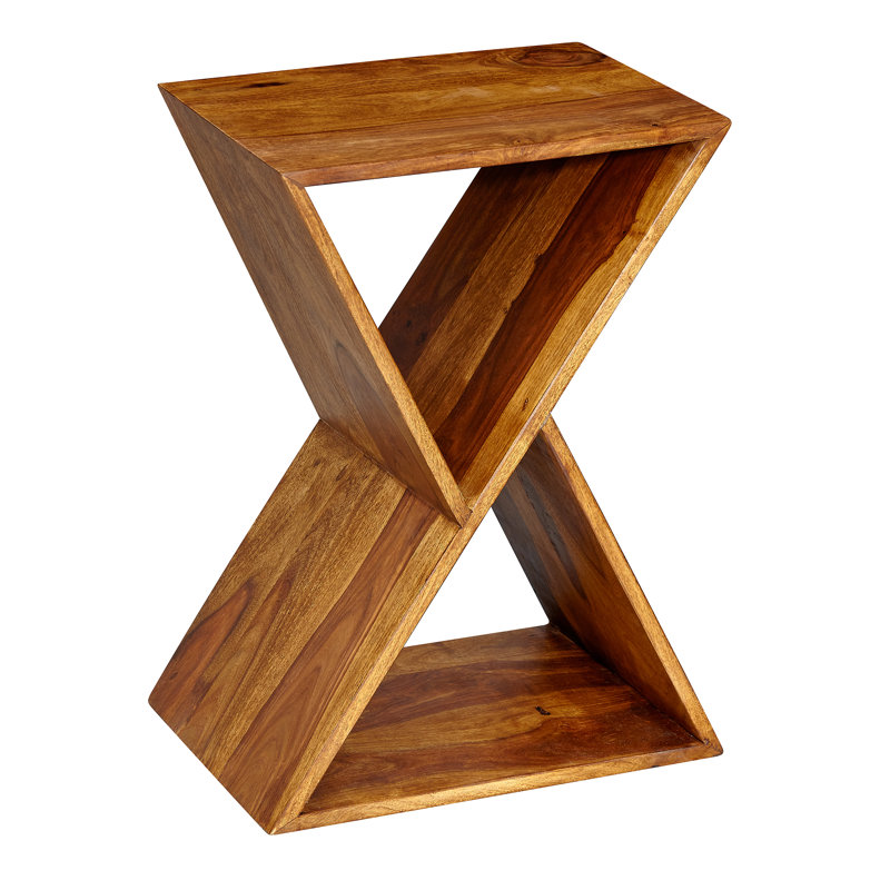 Patmos Solid Wood Floor Shelf End Table