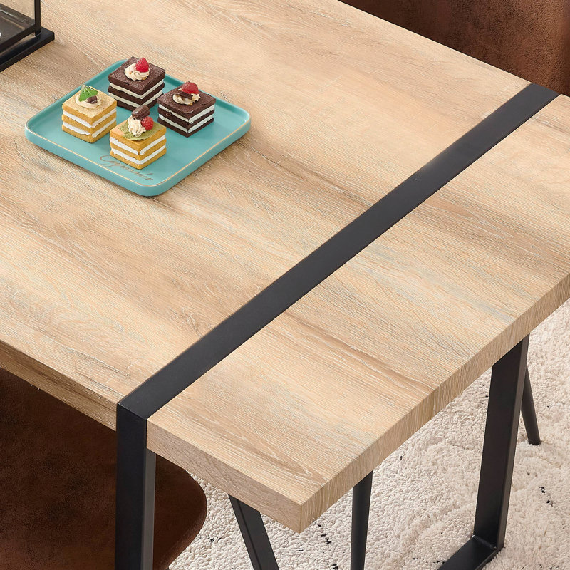 Table de salle à manger en bois rustique industrielle pour 4 à 6 personnes