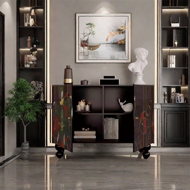 Spacious Pine Frame Two-Door Storage Cabinet