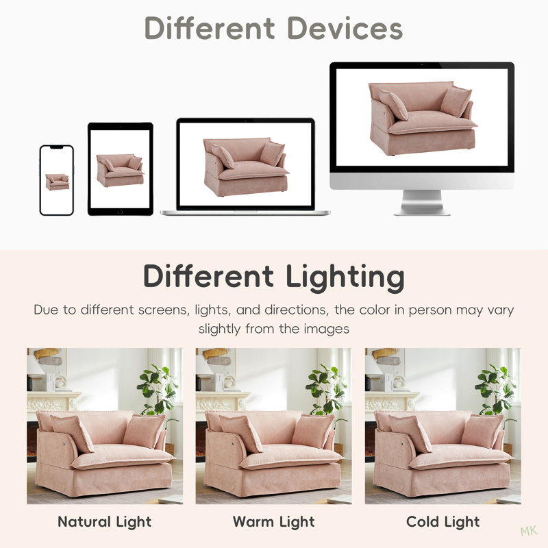 Fauteuil d'appoint surdimensionné de 47,2 po avec accoudoirs en chenille de charge double pour salon et appartement