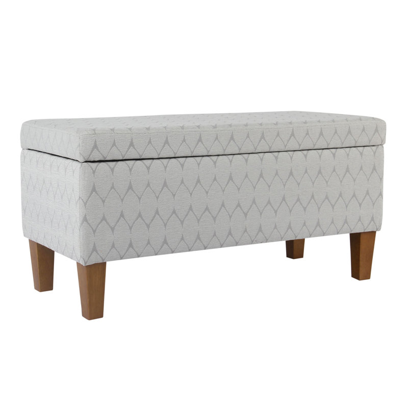Genoveva Upholstered Storage Bench, Gray Abstract, Brown