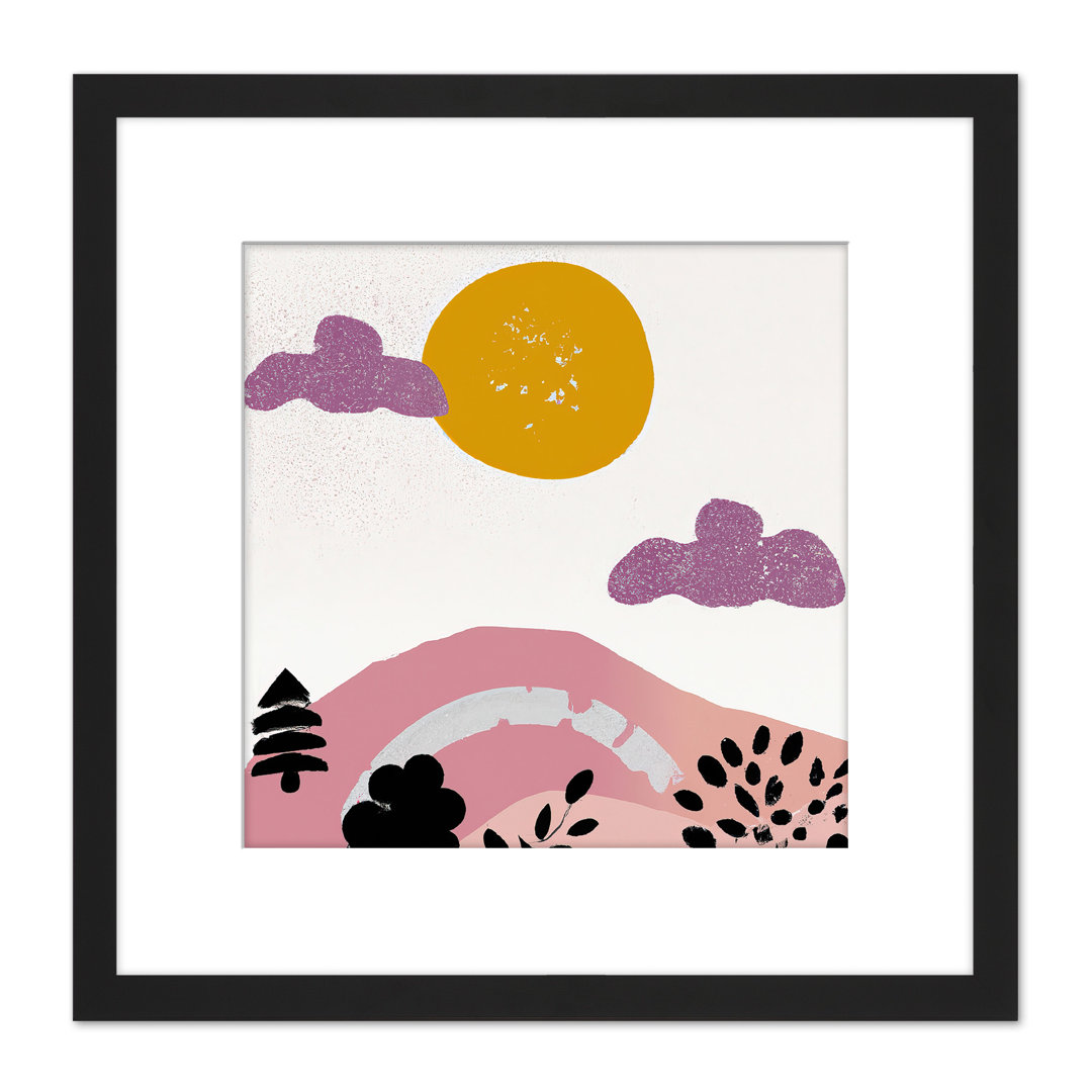 Landscape Sun Hills Boho Watercolour - Single Picture Frame Print