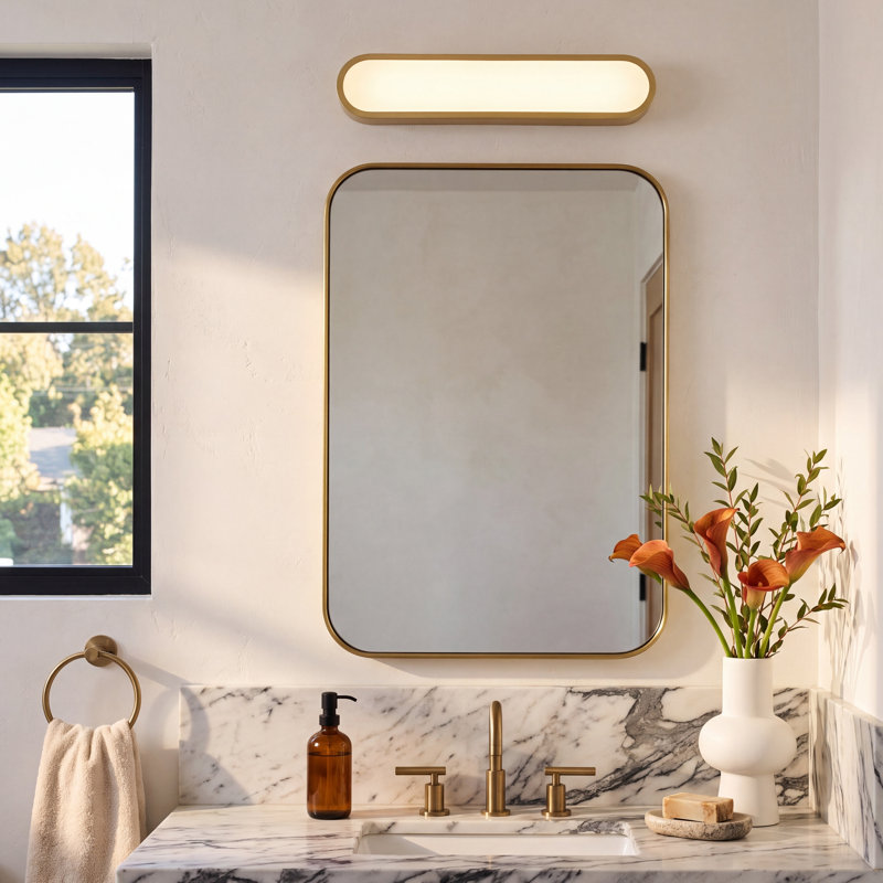 Celise Lamaria Dimmable LED Bath Bar, Gold/White, 24"