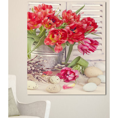 " Tulip Flowers And Easter Eggs "
