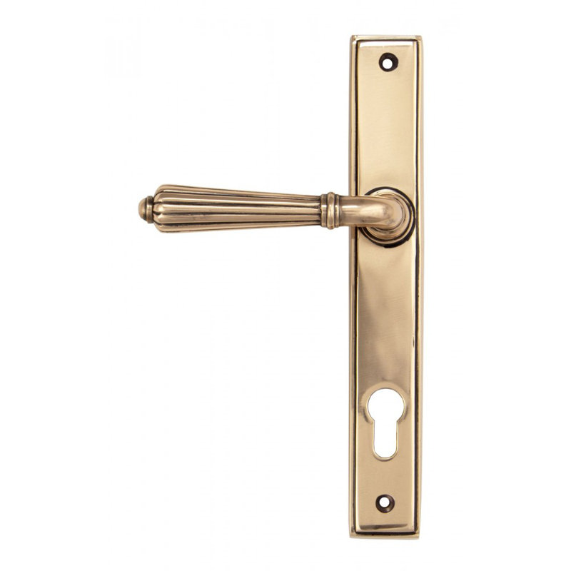 Hinton Lock Door Handle Kit, Polished Bronze