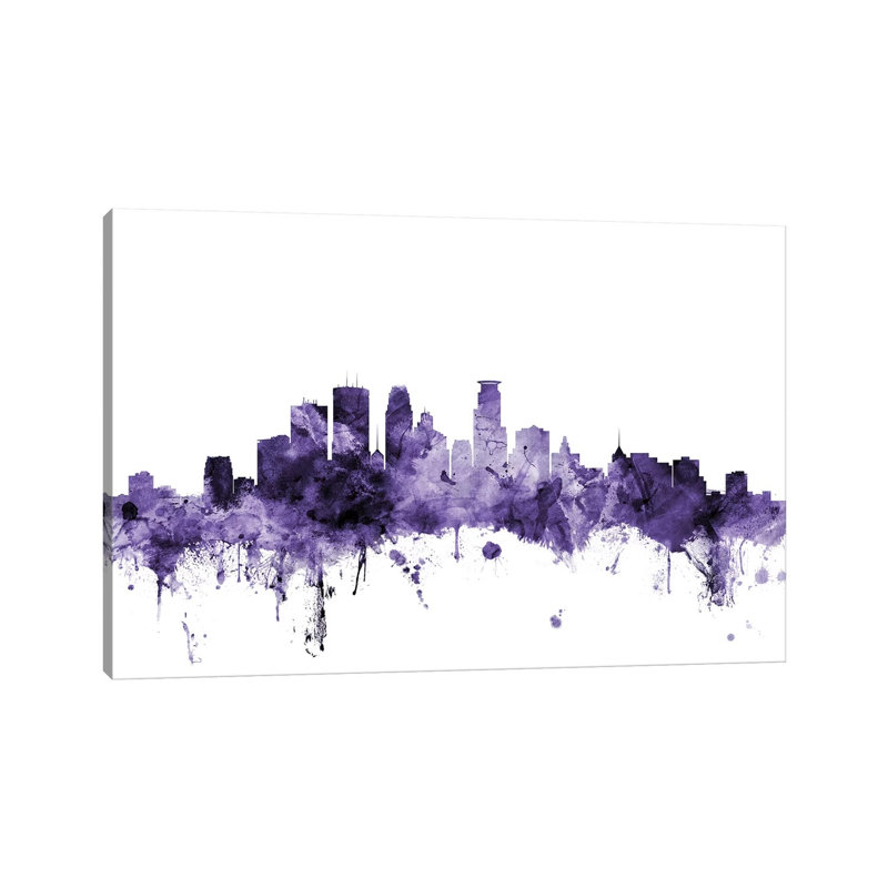 Minneapolis, Minnesota Skyline by Michael Tompsett - 1 Piece Wrapped Canvas Wall Art, 30.48cm H x 45.72cm W x 1.91cm D