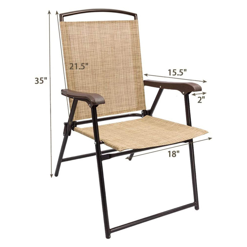 Baber Patio Folding Chair Deck Sling Back Chair Camping Garden Pool Beach Using Chairs Space Saving Set of 2