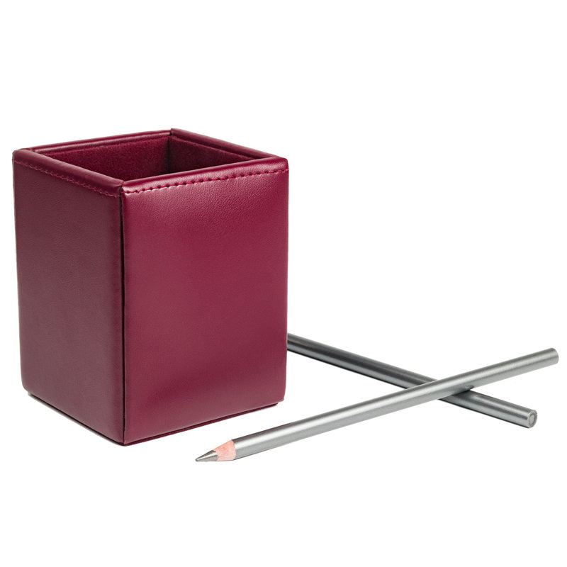 Pot à crayons en cuir reconstitué Melida, Bourgogne