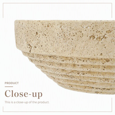 11x3.9 Inch Cement Ribbed Decorative Bowl with Unique Tiered Base and Pitted Surface for Elegant Home Decor