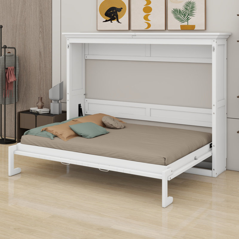 Lit escamotable moderne dans une armoire, Blanc