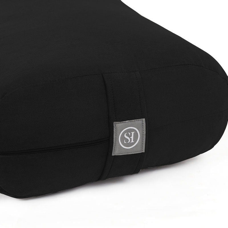 Yoga Bolster Pillow Meditation Pillow W/Washable Cover & Carry Handle, Black