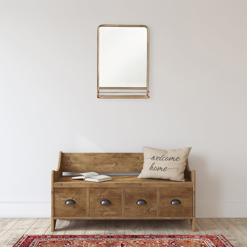 Redrow Iron Wall Mirror, Brass/Gold