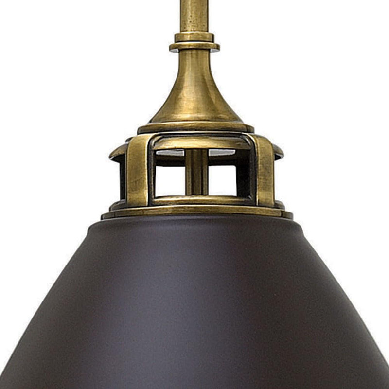 Luminaire suspendu transitionnel à une lumière Lureta: fini bronze élégant / foncé pour un style intemporel