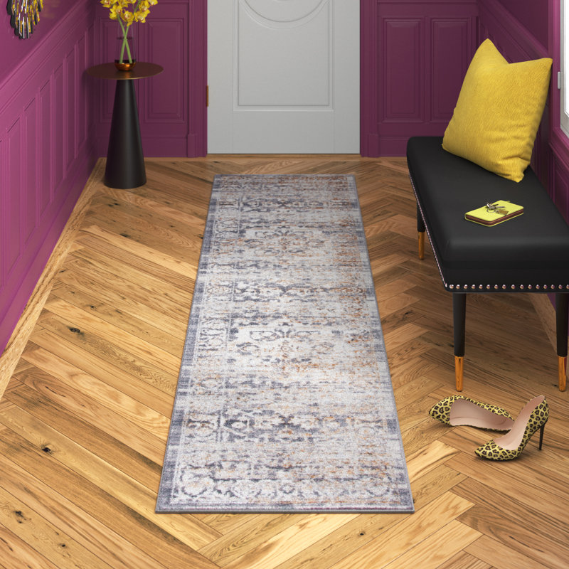 Amilie Oriental Gray/Gold Area Rug, Runner 2'2" x 9'