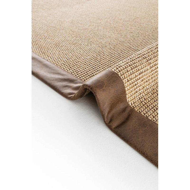 Terazza Leather Medusa Border Sisal Carpet, Rectangle 5'3" x 7'7"