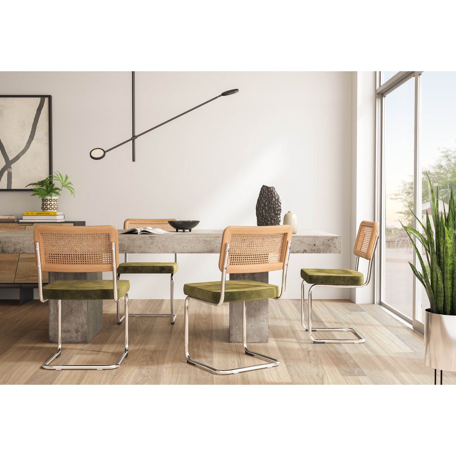 Kareen Pedestal Dining Table, Bar Table (41.75" Height), 82.75" L x 39.25" W, Ivory Terrazo