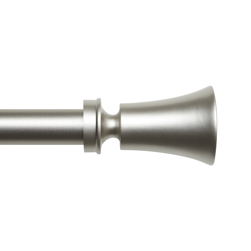 Markus Exclusive Home Wilton 1" Window Curtain Rod and Finial Set, Adjustable, Matte Nickel, 2.5" H x 35" W x 2.5" D