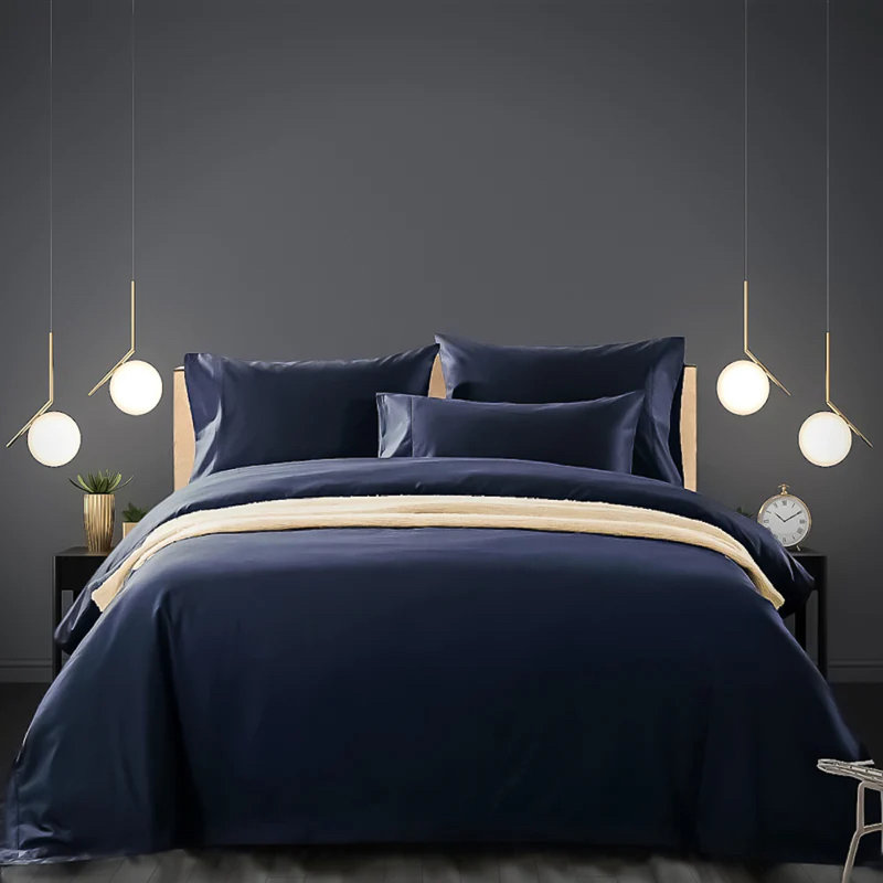 Luxurious, 500 TC Cotton Sheets with a Beautiful Sateen Finish - 6pcs Bed Sheets Set, Navy