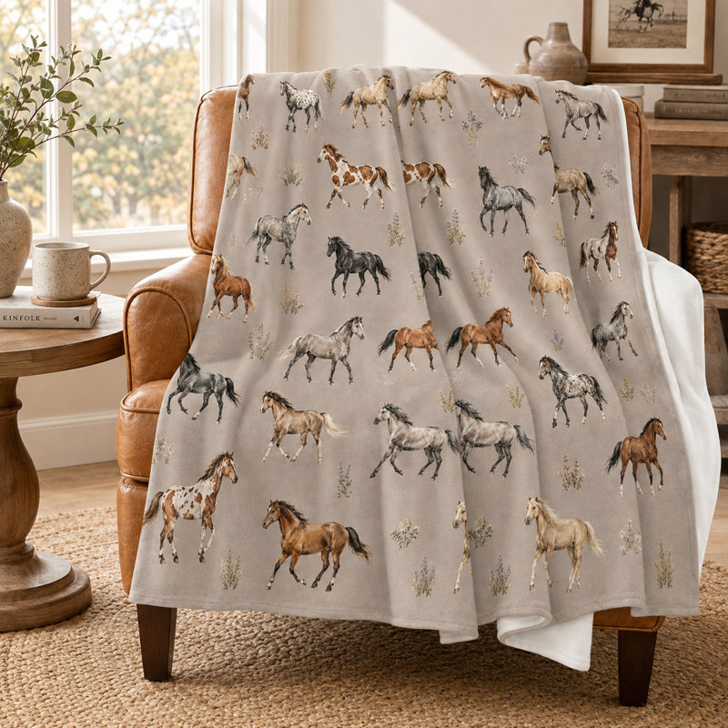 Couverture en flanelle à motif aquarelle avec brins de fleurs sauvages