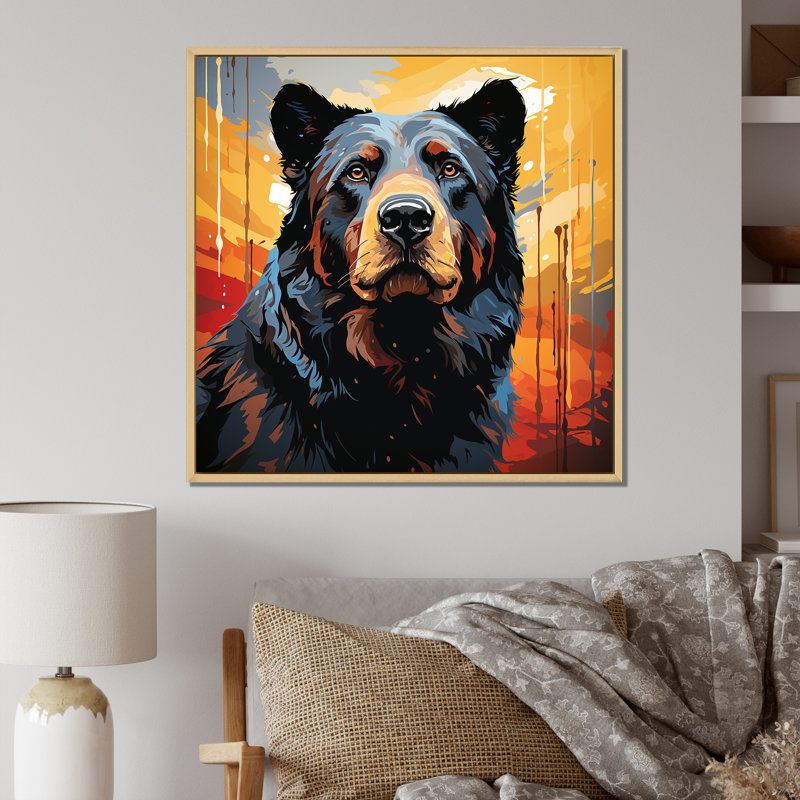 Illustration abstraite d'ours coloré II - ours 2, art mural, Cadre flottant brun, H 36 po x l 36 po