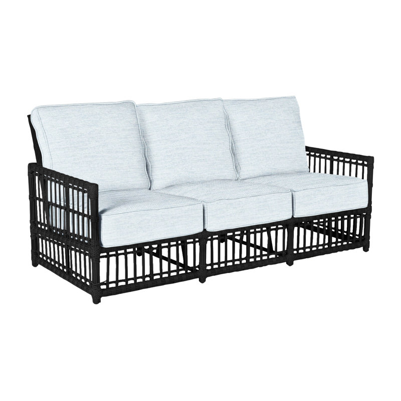 Newport N-Dura Resin Wicker Outdoor Sofa, Welt, Onyx, Paper Sky