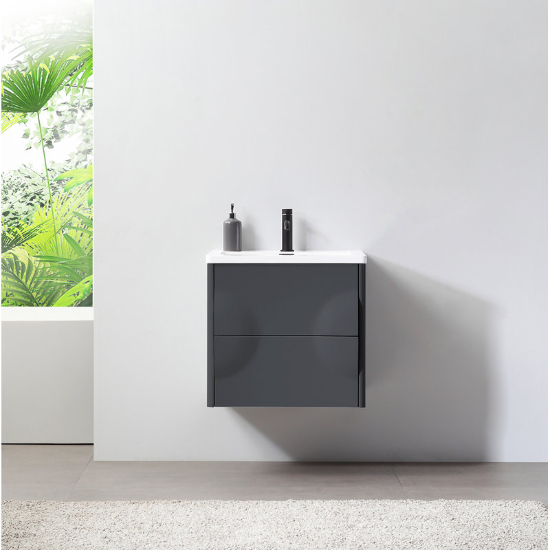 Colmar 24" W Single Wall Mounted Vanity, Dark Gray