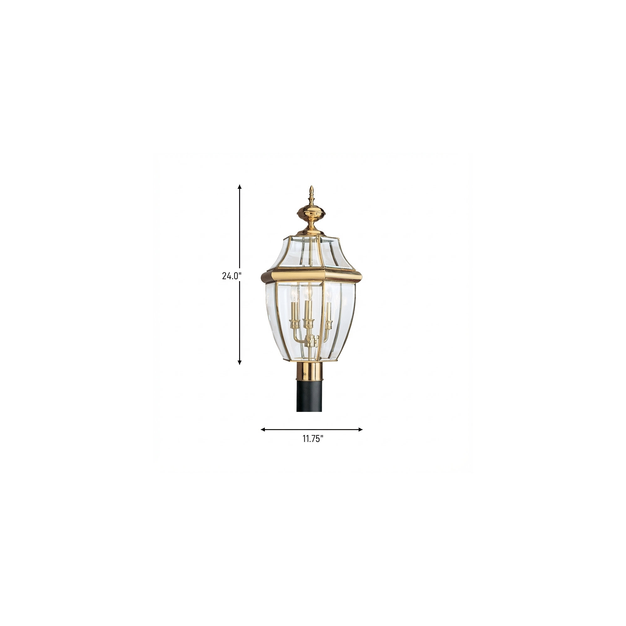 Beveled Metal Outdoor Lantern Head, No, Polished Brass