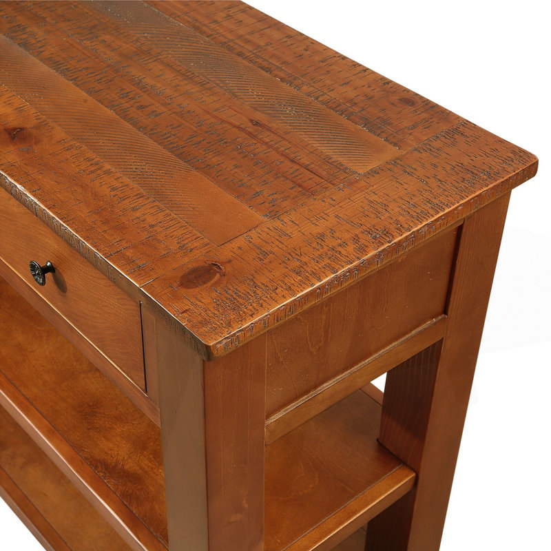 Table d'appoint moderne avec 3 tiroirs de rangement et 2 tablettes Modern, Brun