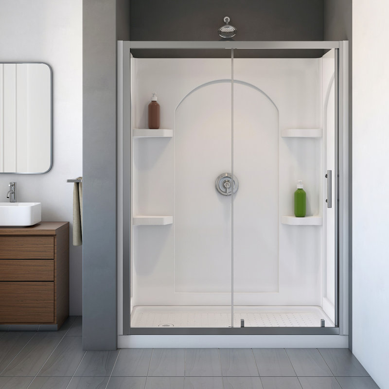 Ensemble de douche rectangulaire sans cadre l 60 po x P 32 po x H 83 po avec base incluse