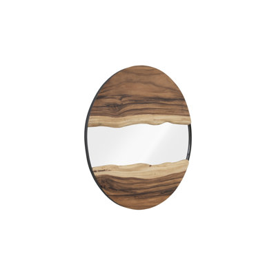 River Mirror, Natural, Round