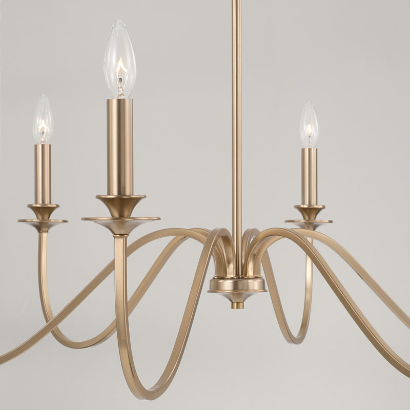 Weston 6 - Light Dimmable Classic / Traditional Chandelier, Matte Brass