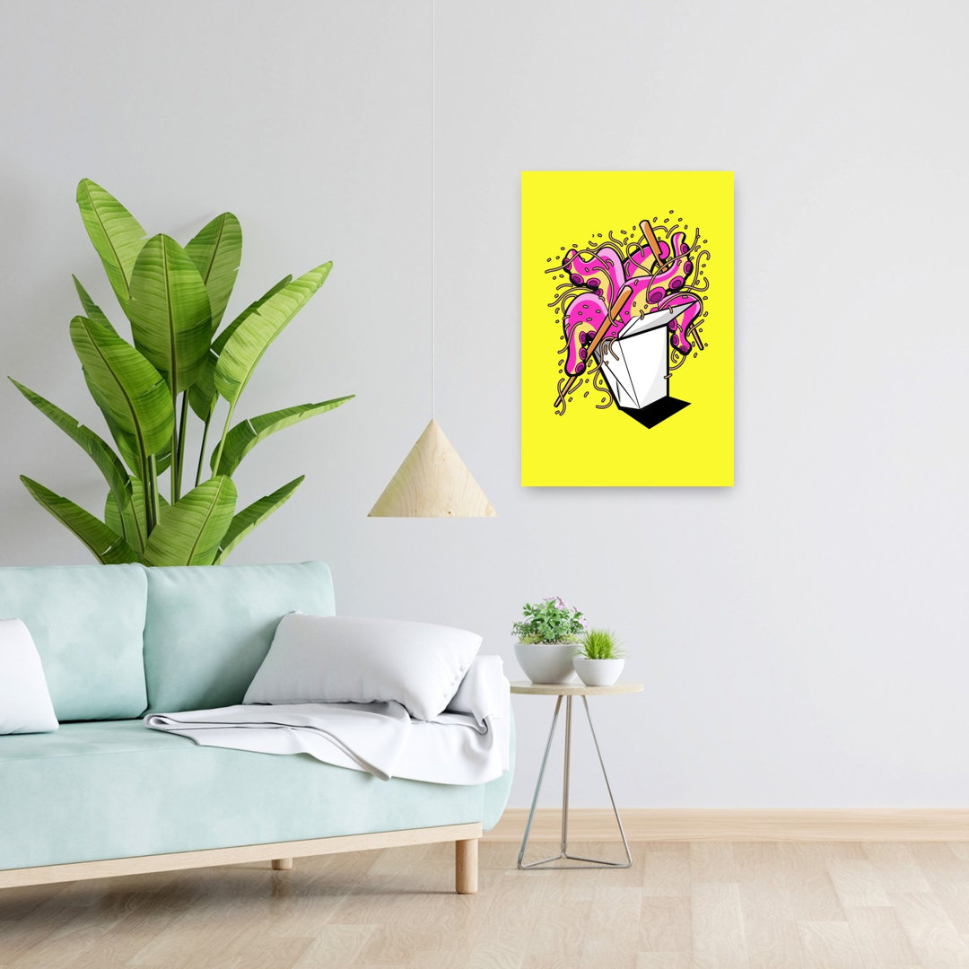 Quirky Octopus Noodles Colorful Vibrant Whimsical Octopus Wall Art Print