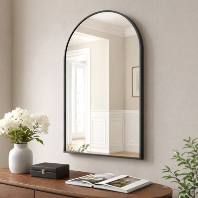 Miroir mural de salle de bain 51 x 76 cm avec cadre en métal, noir