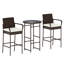 Ensemble de 3 tabourets de bar et table en métal avec plateau en verre