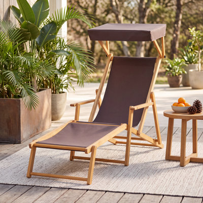 Patio Foldable Beach Chair with Adjustable Canopy