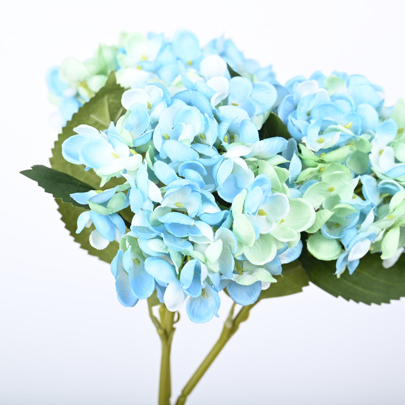 Fleurs d'hortensias artificiels avec des tiges, véritable touche de décoration pour la fête de mariage, Bleu