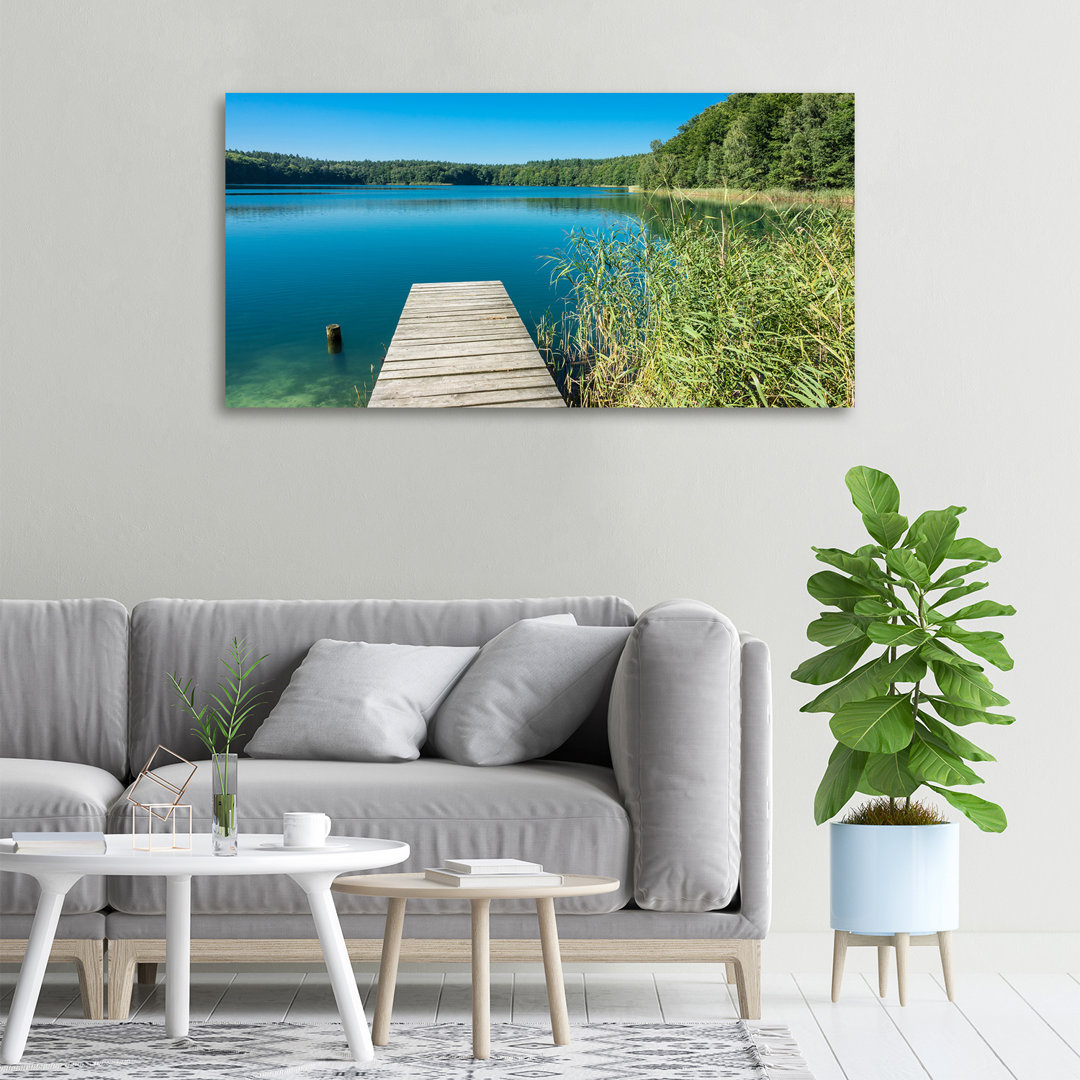 Leinwanddruck - Wandkunst - Drucke auf Leinwand - 100X50 Bildmotiv: Pier am See