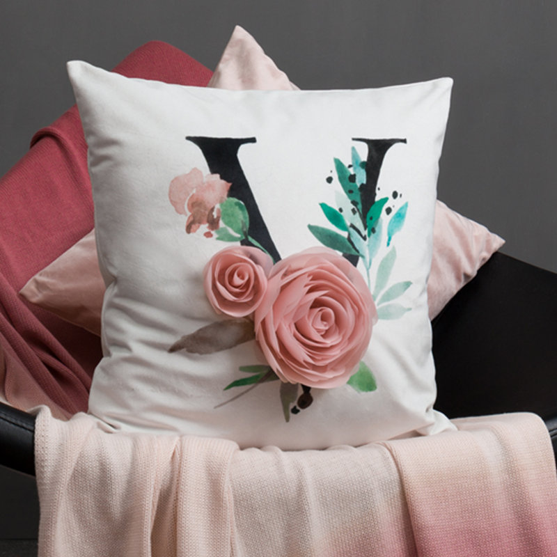  Housse de coussin en velours appliqué
