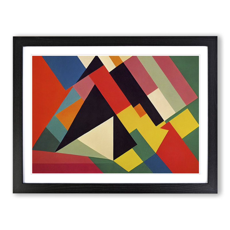 XH1022-6057X Modern Bauhaus Vol.3 Abstract - Single Picture Frame Print, Black, 46cm H x 64cm W x 2cm D