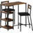 3-Piece Kitchen Table Set, 36" Dining Table with Storage Shelves & 2 Upholstered Chairs, Rustic Brown-882006228
