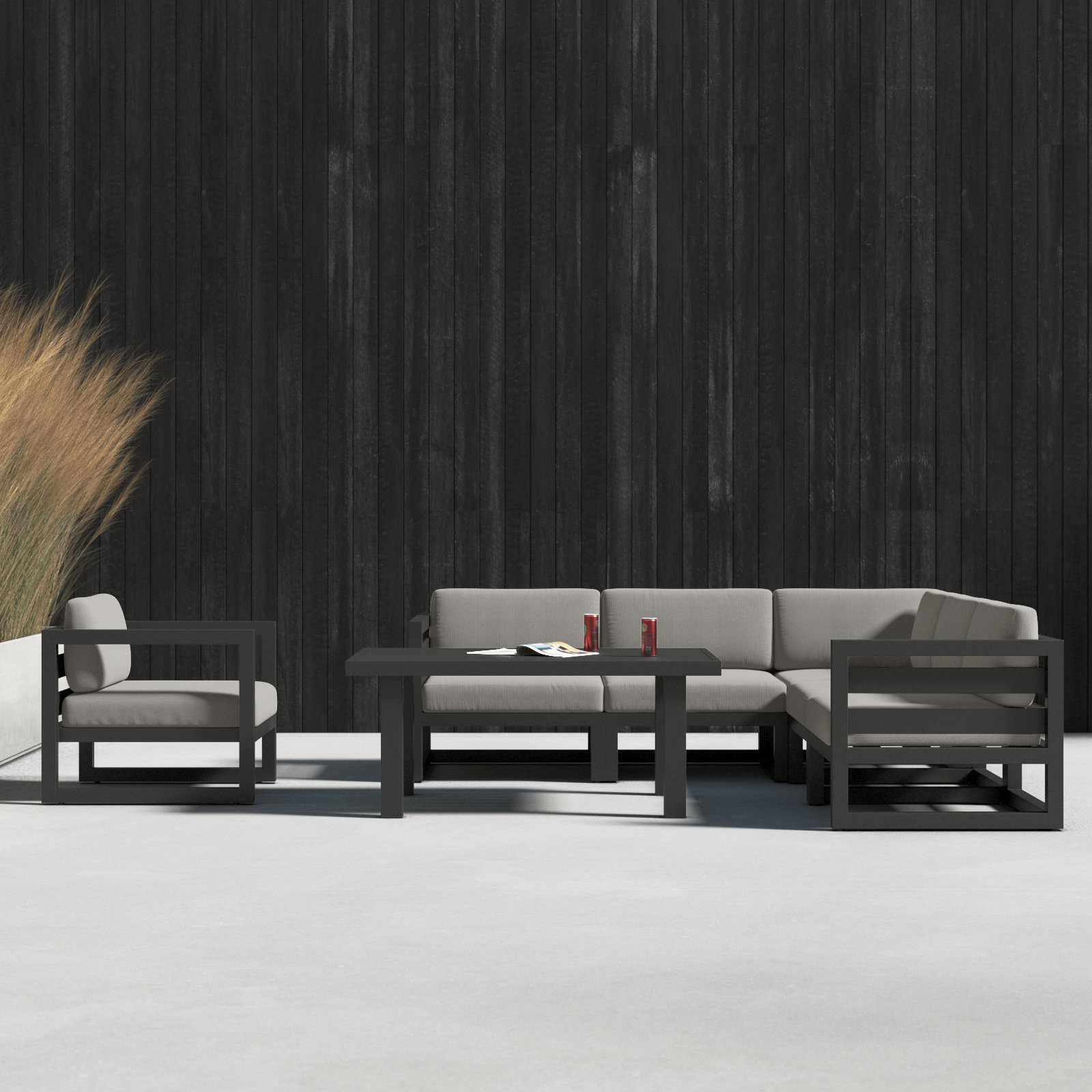 Smith 6-Person Sunbrella® Patio Seating Group, Canvas Charcoal, Slate